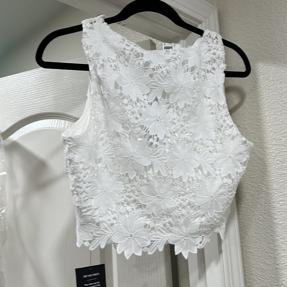 Lulus- Look at Me Wow White Lace Two-Piece Dress - Picture 3 of 7